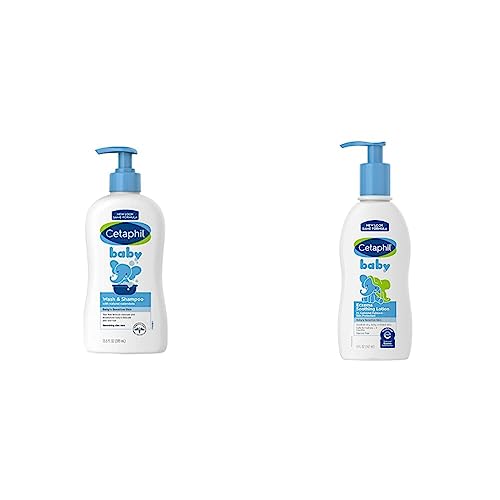 Image of Cetaphil Baby Wash & Shampoo, 13.5 Fl. Oz & Baby Eczema Soothing Lotion with Colloidal Oatmeal, For Dry, Itchy and Irritated Skin, 5 Fl. Oz