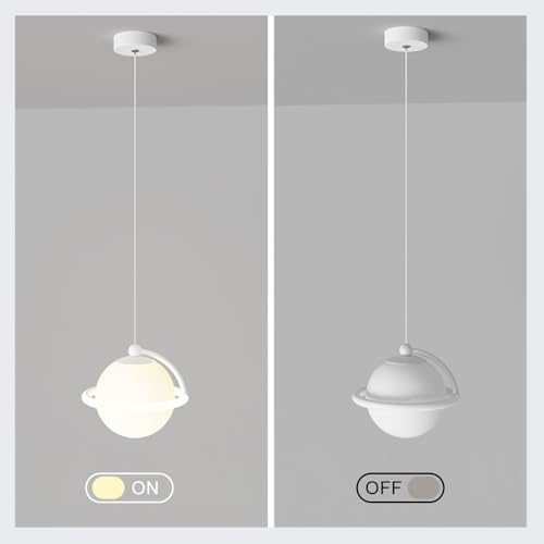 Lámpara colgante moderna de metal blanco y luz LED 7