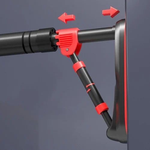 Image of LUVINA Pull Up Bars Wall Mounted Workout for Home, Length Adjustable Without Screw Anti-skid Grip Hanging Bar Rod Exercise Bar, Push-Ups, Sit-Ups, Stretching, and Height Increase Hanging Bar (Black + Red, 70cm - 90cm)
