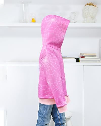 Image of Girls Zip Up Hoodie Jacket Unicorn Rainbow Mermaid Sweatshirt with Pockets for Toddler Kid 3-9 Y (US, Age, 6 Years, 7 Years, Pink Web)