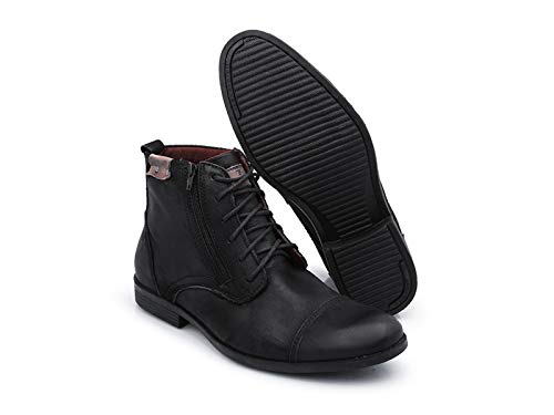 Sapato Social Com Zíper Bergally Em Couro Amarelo Masculino (40, Preto)