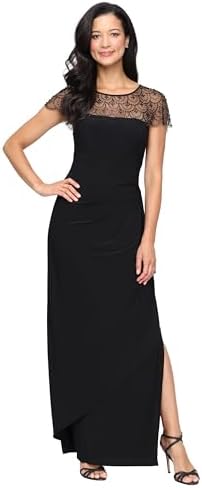 Alex Evenings Womens Long Column Dress with Sweetheart Neck (Peti...
