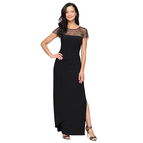 alex evenings dresses Alex Evenings Short Off-The-Shoulder Compression Sheath Dress with Cascade Detail Skirt NAVY / 4