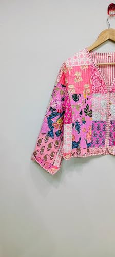 Handmade Women's Kantha Jacket, Unisex Patchwork Indian Cotton Kantha Jacket3