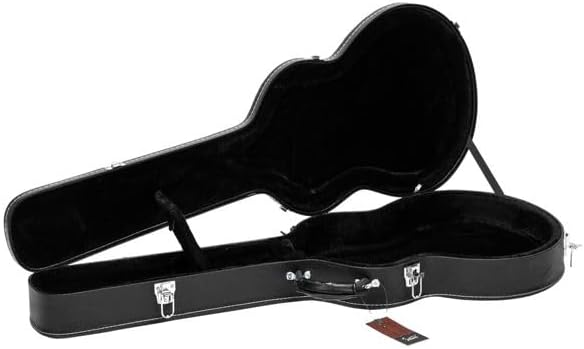 High-End PU Leather Hard Case for 335 Style Semi-Hollow and Hollowbody Electric Guitar with Interior Storage Compartment, Black