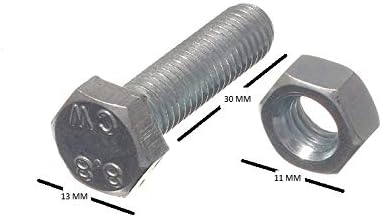 100 X M30mm Hex Bolts Set Screw - Grade 4.8 - BZP Zinc Plated