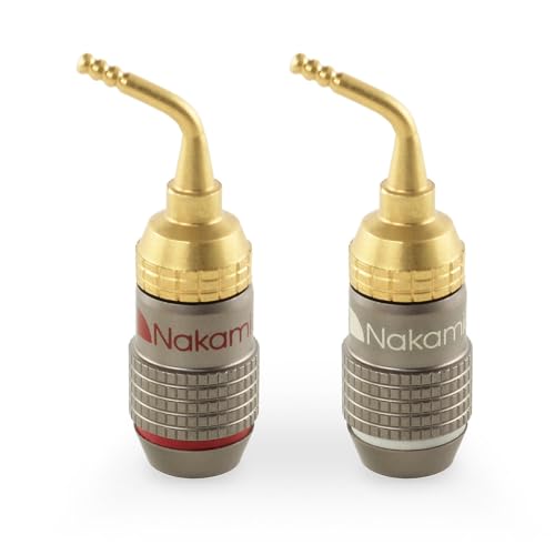 Image of Nakamichi FanLock Excel Series 24k Gold Plated 2mm Pin Plug Banana 10 AWG - 18 AWG Gauge Size 4mm for Spring Clip Speakers Amplifier Hi-Fi Home Theatre Wire Cable Quick Connector, 2 Pcs (1-Pair) | Gauge Size 4mm for Spring Clip Terminal Speakers Amplifier Hi-Fi Audio Wire Cable Quick Connector Banana, 2 Pcs (1-Pair)
