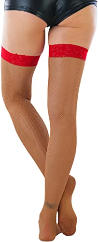 Image of ToBeInStyle Women's Fine Classic Fishnet Thigh High Stretch Nylon Novelty Stockings