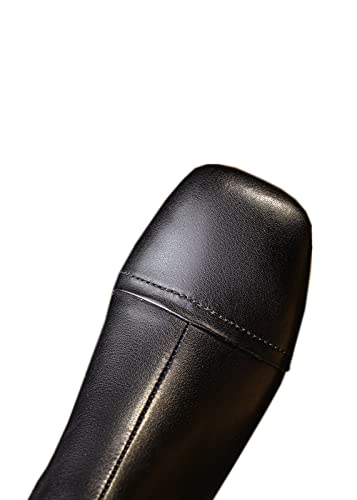 TinaCus Women's Handmade Genuine Leather Stretch Slip On Square Toe Chunky Heel Ankle Boots2