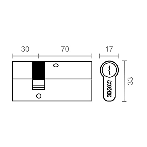 MICEL, 13091, Safety Cylinder, European Profile, Double Clutch, with Long cam, Offset 30 x 70, Including Keys, Brass Finish - Image 2