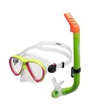 arena Set Schnorchelmaske und Schnorchel für Kinder, Schnorchelmaske, Meeresmaske, Schnorchelset für Mädchen mit Anti-Leck-Technologie, Flexibler Schlauch mit Entleerungsventil, Hypoallergenes Silikon