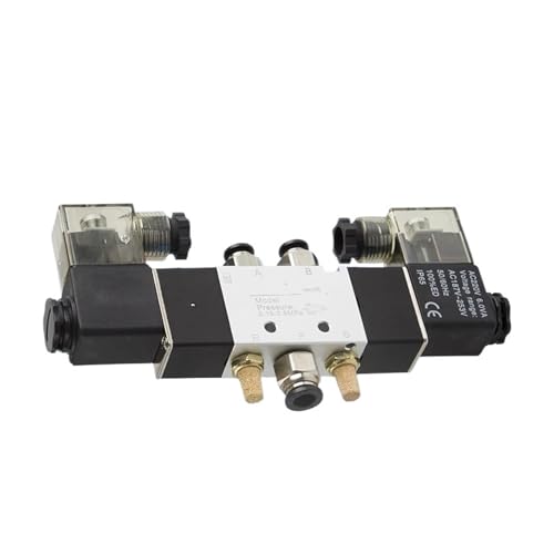 Électrovanne 5 voies 2 positions 4V320-10 AC220V pneumatique en aluminium avec raccords 12mm - 3