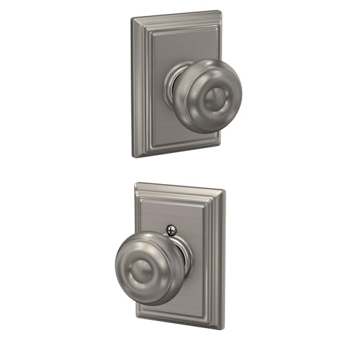 Image of Schlage F10 GEO 619 ADD Georgian Door Knob with Addison Trim, Hall & Closet Passage Lock, Satin Nickel