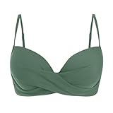 Push Up V Neck Triangle Bikini Bra Swimming Tops for Women UK Bikini Tops Sports Bra Padded Swimsuit Solid Color, Women Sexy Basic Padded Bikinis Spaghetti Strap Beachwear Summer (Light Green, L)