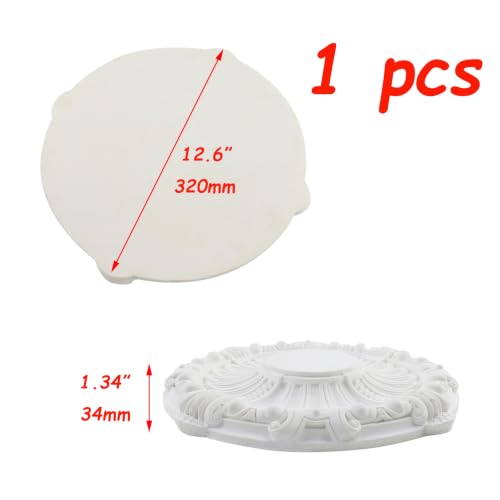 Image of Semetall Ceiling Medallion 12-5 /8 inch OD x 1-3 /8 inch P White | Decorative Ceiling Rose for Light Fixtures, Crown Molding, Home Decor