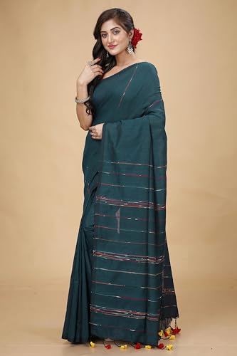 Image of Women's Traditional Bengal Handloom Soft Cotton Khesh Saree
