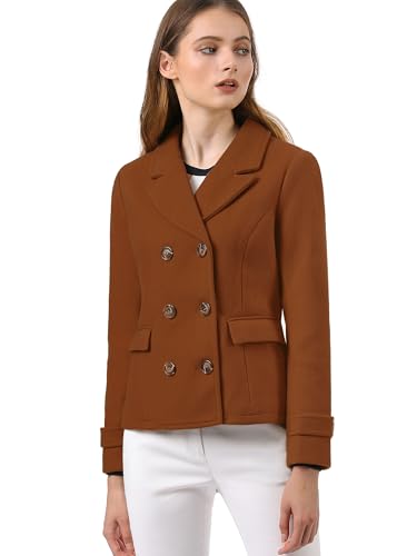 Image of Allegra K Womens Elegant Coats Notched Lapel Double Breasted Short Pea Coat