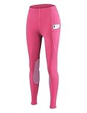 baleaf Girls Horse Riding Pants Kids Equestrian Breeches Knee-Patch Youth Schooling Tights Pocket UPF50+ Hot Pink M