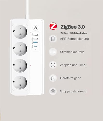 Bloc multiprise ZigBee intelligent avec USB C 20W compatible Philips HUE et Alexa