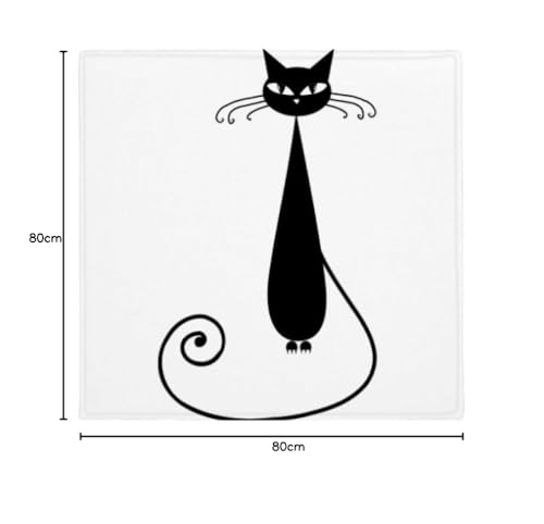 Tapis de sol chat noir Halloween 80cm anti-dérapant intérieur carré - 3