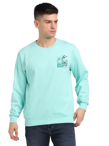 Sweat-shirt tricoté turquoise à col rond pour homme - Turtle