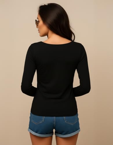 Image of JUNEBERRY Pure Cotton Regular Fit Solid Full Sleeve T-Shirt for Women & Girls (Sizes: S to 2XL)