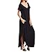 Match Women's V-Neck Casual Loose Short Sleeve Long T-Shirt Dress Split Maxi Dress with Side Pocket (152 Black, L)