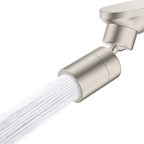 Hibbent NSF/ANSI/CAN 61 Certified Faucet Aerator, Kitchen Sink Faucet Aerator, 2 Water Flow CUPC Certification 360-degree Swivel Faucet Extender, 55/64 Inch Female Thread, Water Saving-Brushed Nickel