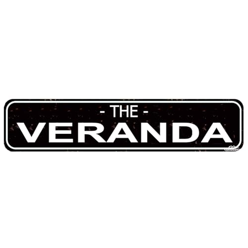 The Veranda Metal Sign Wall Decor for Porch Patio Entry Outdoor Living Space Front Porch Rustic Home Art 16 x 4 Inch