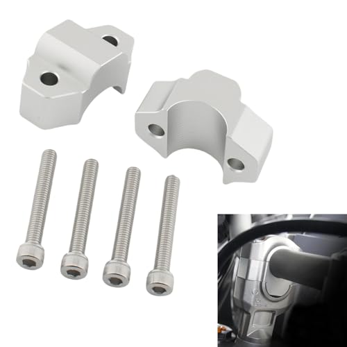 Motorrad-Lenkererhöhung Halterung Klemmadapter für Yamaha MT-09 MT-10 XSR900 XJR1300 XTZ1200 Niken Silber/Schwarz