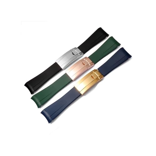 Bracelet silicone 21mm type Rolex vert eau fantôme plongeur haute résistance