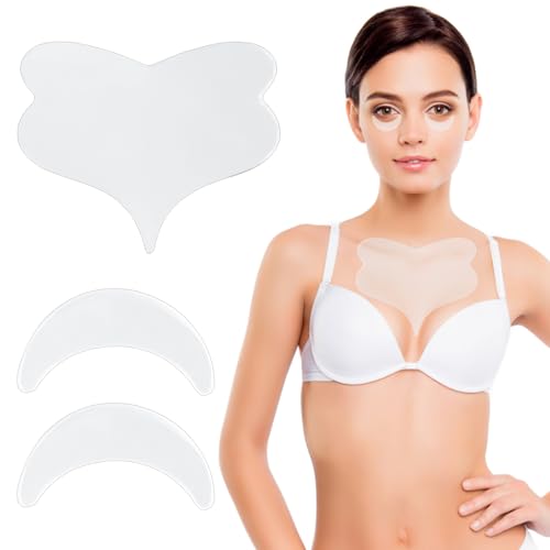 Almohadilla de Arrugas en Pecho, Parches de Arruga en Ojos, Silicona Reutilizable Almohadilla para Arrugas del Pecho, Reafirmante Tonificante
