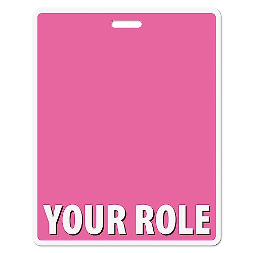 Custom Pink Badge Buddy (50 Pcs) (Horizonal Oversized) Double Sided Full Color Backer Card, Durable and Water Resistant Great for Security, Trade Show, Visitor, Work Badge