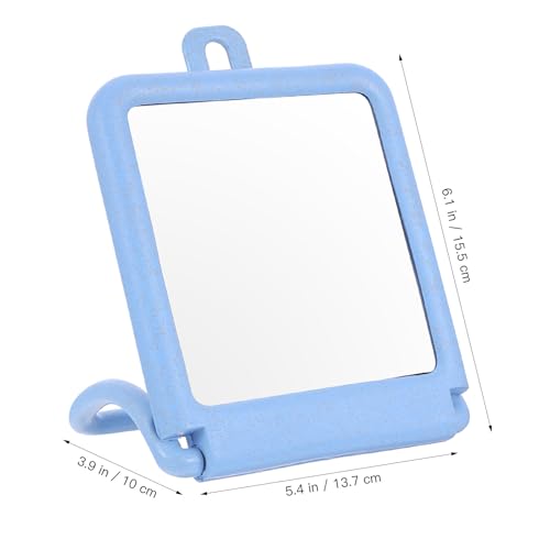Espejo para maquillaje con soporte azul para baño y escritorio miniatura 2