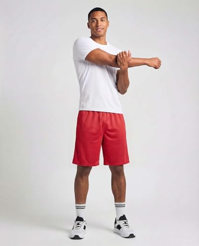 Image of Real Essentials 5 Pack: Men's 9 inch Mesh Shorts - Athletic Gym, Workout, Basketball, Running, Casual Lounge Activewear Pockets