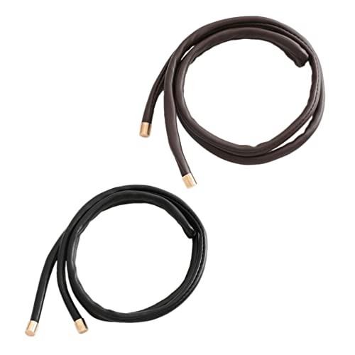 Lurrose Womens Hair Bands 2pcs Leather Hair Tie French Hairstyle Tie Ponytail Holders String Rope Hair Accessories for Women Ladies Hair Clip Holder