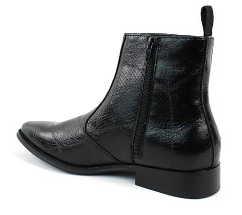 AZAR MAN Mens Black Snake Print Chelsea Ankle Boots Almond Toe Side Zipper Formal Causal Block Heel2
