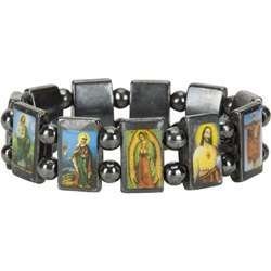 Hematite Haematite Saints Icon Bracelet Mary, Jesus