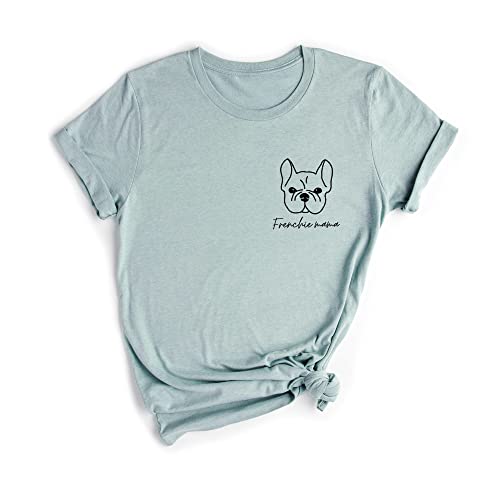 Frenchie Mama Shirt Dog Mom Funny Graphic Tees Womens Letter Print Casual Short Sleeve T-Shirt Tees Tops #TOP6