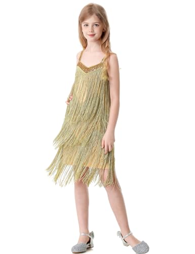 Kids Sequin Fringe Dress Sparkling Tassel Sleeveless Latin Dance Dress Salsa Dancewear Dancer Outfits for Girls3