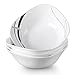 VEWEET 'Fionaglas' - Set di 4 ciotole per cereali da 24,1 cm, colore: bianco avorio, con linee nere, set di ciotole rotonde resistenti alla rottura e alla crepa, 1500 ml