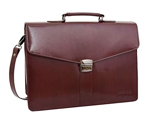 Sacoche en cuir pour homme Alvin marron grand format L: 40 cm mallette de travail.