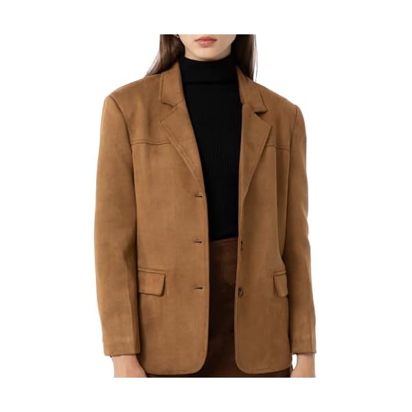 Ababalaya Women's Faux Suede Blazer Thick Jacket 2024 Fall Fashion Casual Coat