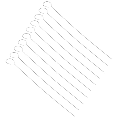 UKCOCO 25 piezas Brochetas de Acero Resistentes y Reutilizables para Barbacoa y Parrilla Agujas Gruesas para Asar Pollo y Aperitivos Fáciles de Limpiar y Duraderas