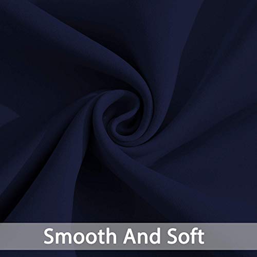 Yakamok Thermal Insulated Grommet Blackout Curtains for Bedroom, 45 Inch Length Light Blocking Blackout Drapes for Living Room, Navy Blue, 38W x 45L, 2 Panels