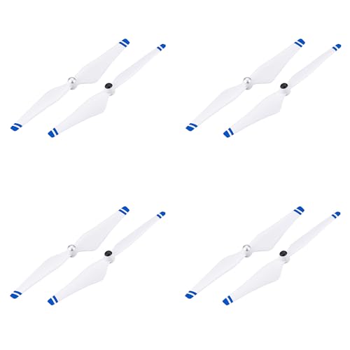 Image of 4 pair Drone blade self-tightening paddle is suitable for DJI Genie 2 /3 /3S /SE (White with blue border)