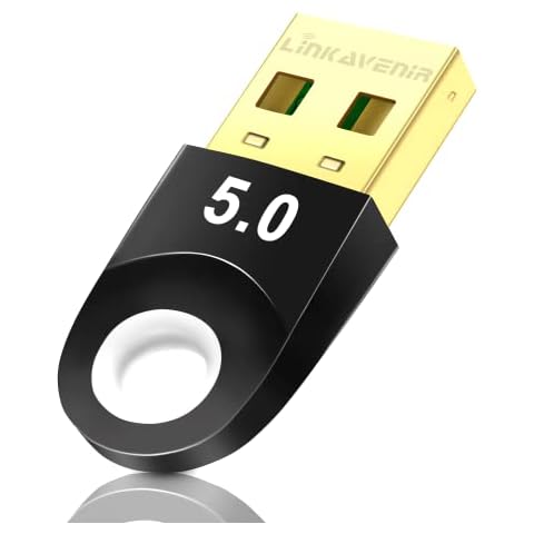 Bluetooth 5.0 Adapter for PC, 3Mbps Bluetooth Dongle for PC windows 11/10/8.1/8/7, LinKAVEniR Dual Mode Bluetooth Network Adapters for Speakers/Headphones/Keyboards/Headsets/Printers/etc Cover