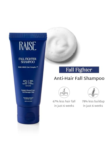 Image of Raise Fall Fighter Anti Hair Fall Shampoo | Reduces Hair Loss by 67% in 6 Weeks | Enriched with Ceramides & Patented Follicle Care Complex | Fuller, Thicker Hair | SLS & Paraben Free | 30ml