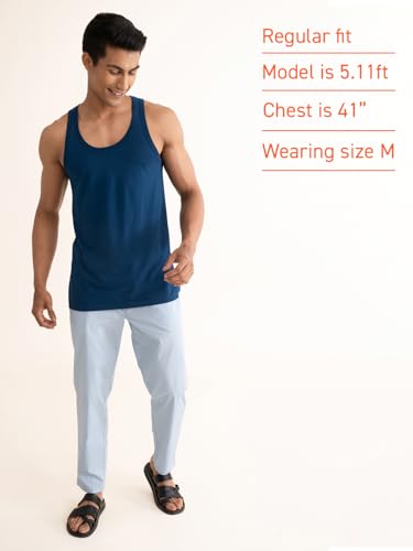 Image of DAMENSCH Neo-Cotton Round Neck Vest for Man, Anti-Bacterial, Shape Retaining Vest, 100% Cotton Banyan for Men, Buttery Soft Inner Baniyan