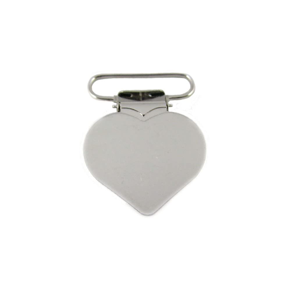 10 – Clips de metal en forma de corazón de 1 pulgada – con inserciones rectangulares, plateado, 1"